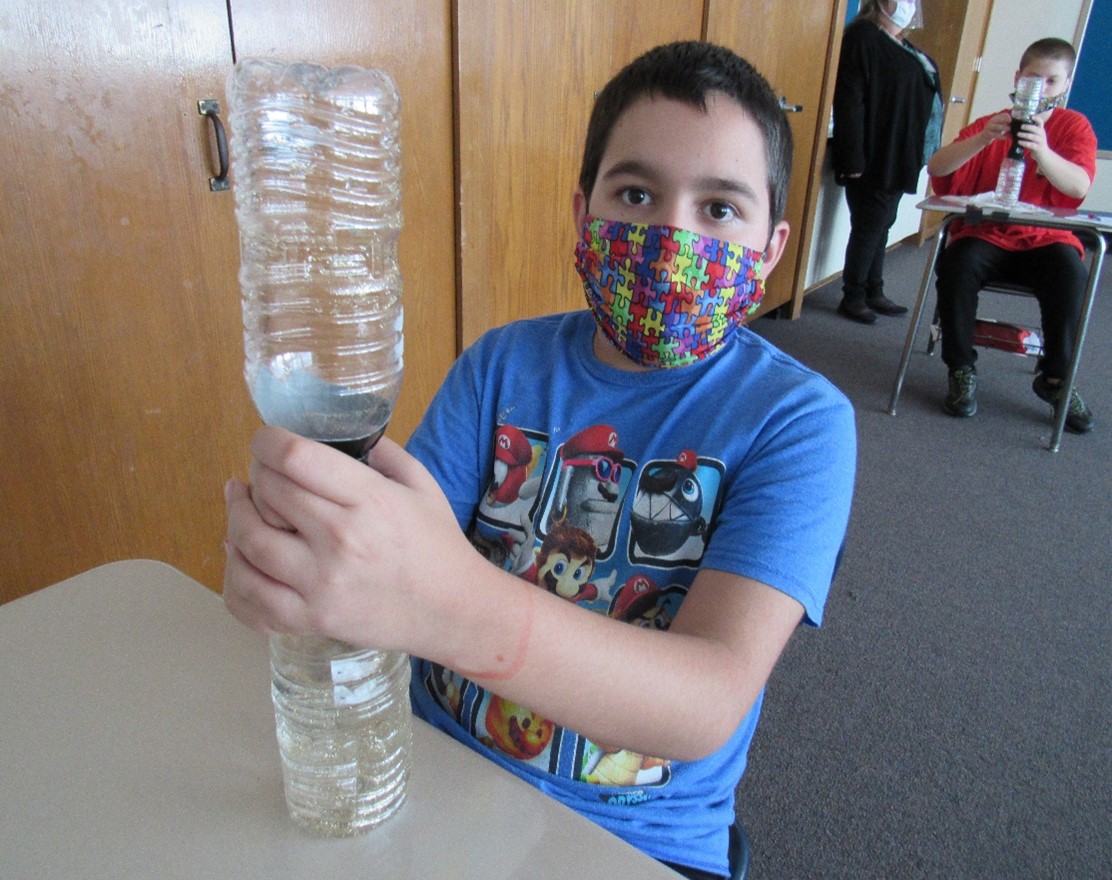 Students learned about tornadoes in class, then got to make their own bottle tornadoes.