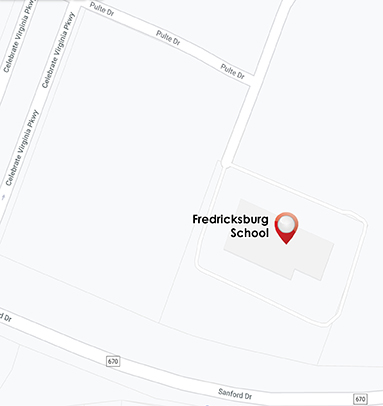 Here's our school location on the map in Fredericksburg.