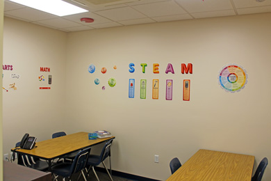 A classroom that awaits students to learn about S.T.E.A.M.