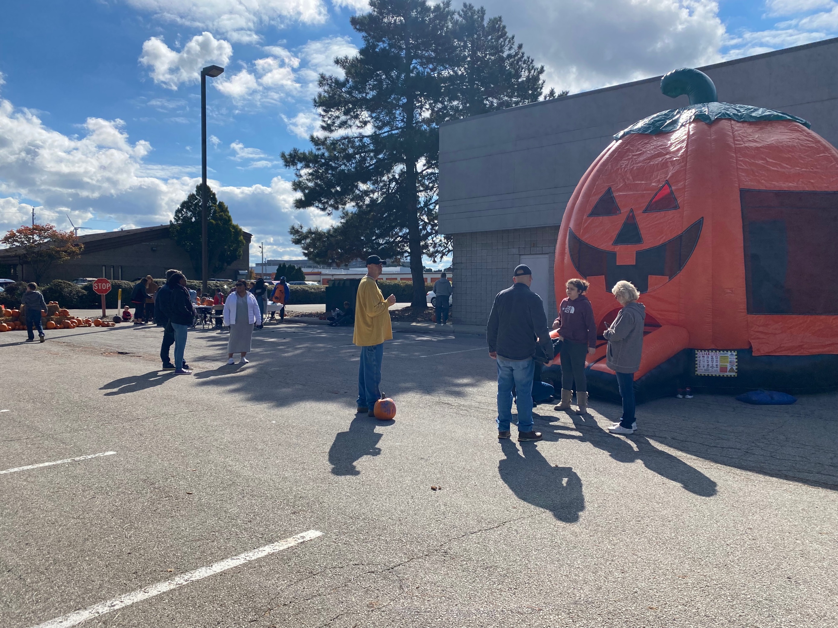 Fall Festival inflatables and attendees