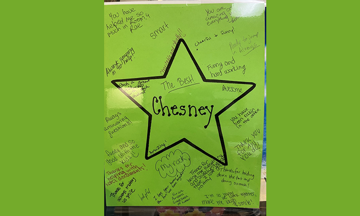 Our Selinsgrove campus has been putting more of an emphasis on team-building and bonding, including creating a star for each staff member, on which other staff members write what they admire about them. 