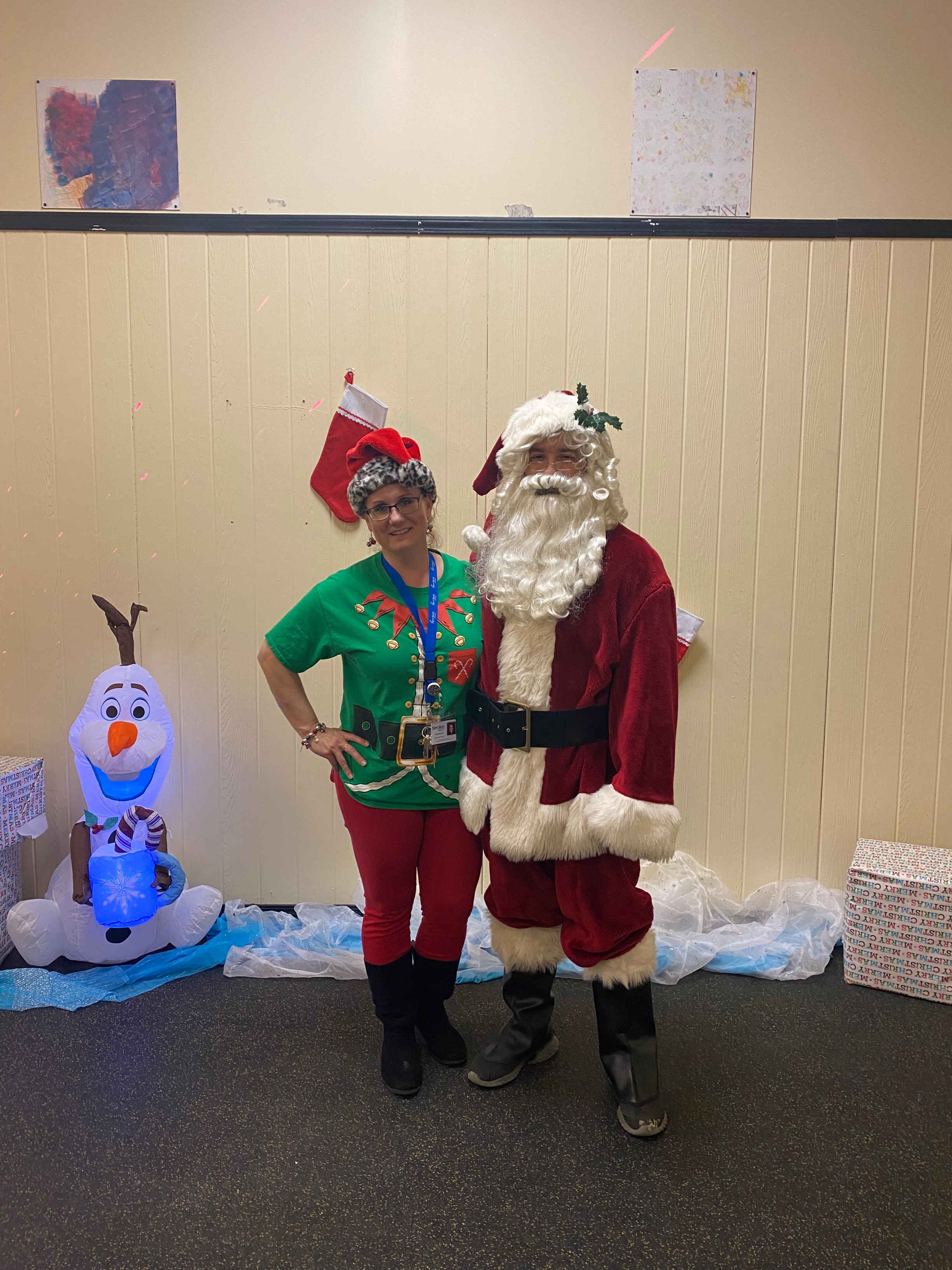 Dana and Patrick Dressed as Elf and Santa